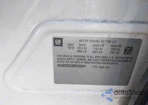 2013 Buick Lacrosse Leather Group из США, поврежденный, VIN 1G4GC5E30DF202941